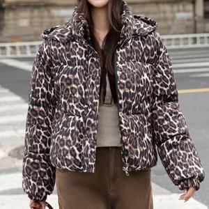 [패션시그널] 레오파트 후드 스트링 패딩점퍼 2C74A8