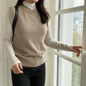[다잇템]여자 울조끼 오피스룩 U넥 스웨터 베스트