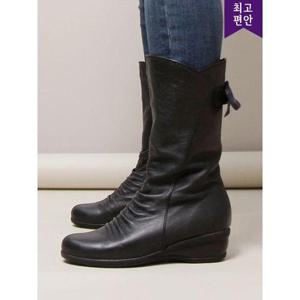 [호박슈즈]4cm 양가죽 우레탄창 털안감 국내생산 짚업 쿠션 하프부츠 109554