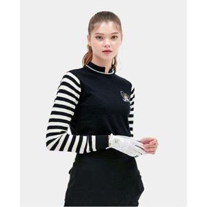 [디즈니골프][디즈니골프]여성 라운드 스트라이프 배색 니트티 HL3LKT090