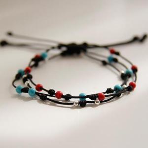 [제이로렌]제이로렌 0A0648 실버볼 산호석 터키석 매듭 실발찌