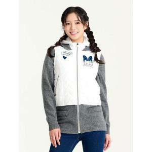 [디즈니골프]여성 배색 니트 패딩 후드 집업 점퍼 DL3LJP005