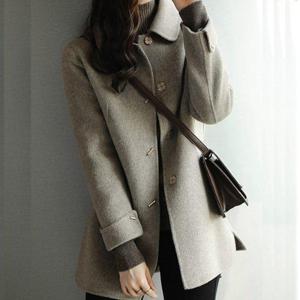 [패션시그널] 유니크 스냅버튼 싱글기모 하프 코트 DF07B7