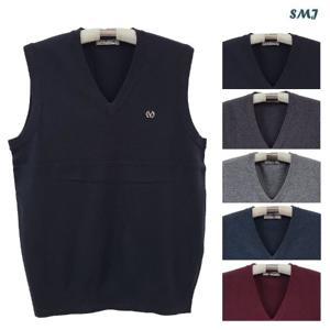 SMJ1461 남자 울혼방 브이넥 니트 조끼 중년 남성 정장 조끼