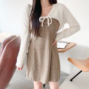 네쥬 여성 가을 기본 스트링 레이어드 데일리 긴팔 볼레로