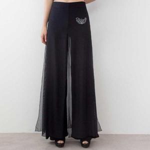 [까르죠아]쉬폰 이중 보석 통 바지 와이드 팬츠 스포츠 댄스복 라인 줌바 차밍 밸리 라틴 사교