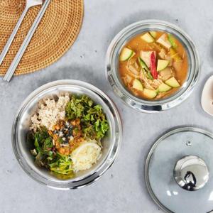 올 스텐 유리 가정용 뚝배기 인덕션 계란찜 304 업소용 냄비 2종세트