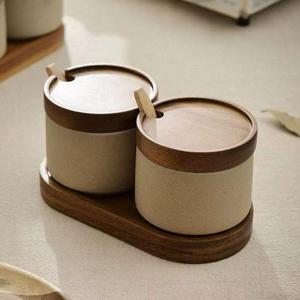 Z5025 우드 숟가락 양념통 2구세트 (스텐티스푼 증정) (WFFVCHD)