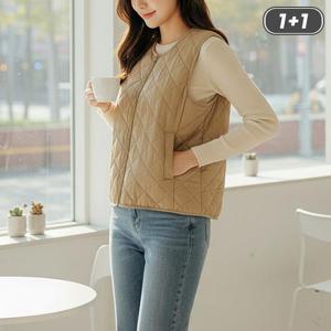 ★1+1★[유니제이] 레시 퀼팅 패딩 조끼