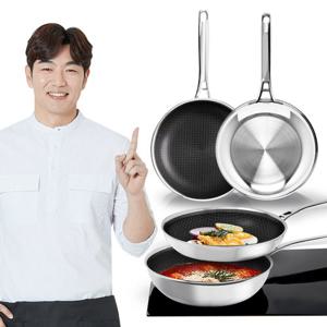 [리벤스] 스타리안 스텐 통3중 IH 인덕션 후라이팬 28cm+궁중팬 28cm 2종세트