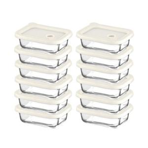 내열오븐유리 촉촉한 즉석한끼용기(직사각형 370mlx6p)-2개 밥용기 유리용기 냉동밥보관 찜기 반찬통