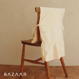 [바자르] 내추럴 광목 프릴 의자 등커버(40x80)1개