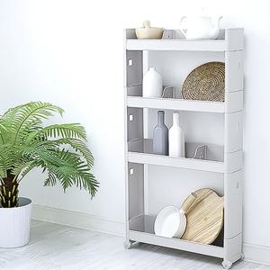 4단 이동식 트롤리 틈새선반 13cm/트롤리/선반/이동선반/무빙선반/틈새수납/수납선반/틈새수납장