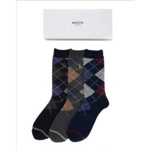 갤러리아_[헤지스ACC] HJSS2F004N2 네이비 아가일 체크 남성 장목 양말 3종