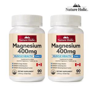 네이처홀릭 캐나다 마그네슘 400mg 2병 총180캡슐 6개월분