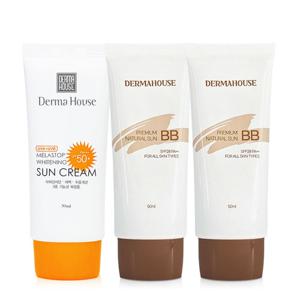 화이트닝 썬크림+내츄럴 썬비비크림2개/미백 주름개선 자외선차단 / 잡티커버