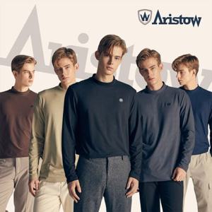 [아리스토우] 남성 소프트 데일리 모크넥 기모 티셔츠