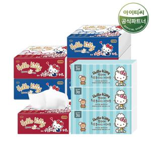 헬로키티 뽑아쓰는 팝업티슈 골드 (110매 3개×2팩) + 뽑아쓰는 키친타올 톡톡 (100매 3개x1팩)