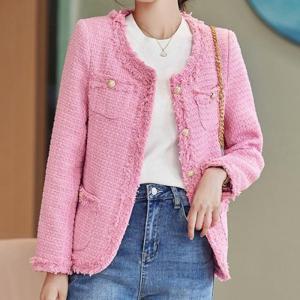 [패션시그널] 엣지퍼즈라인 라운드넥 트위드 자켓 604536