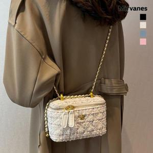 미르바네스 트위드 체인 플랩 미니 크로스백