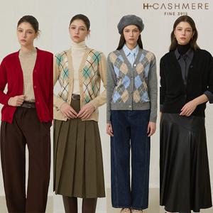 [H.캐시미어(H.Cashmere)] 25FW 몽골 퓨어 캐시미어 100% 가디건 1종 (아가일/솔리드)