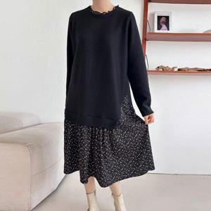 [까르죠아]55 110 잔꽃 쉬폰 빅사이즈원피스 가을 겨울 여성원피스 하객룩 빅사이즈