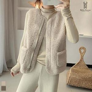 [텐제로]벨라도나 여성 겨울 양털 노카라조끼 뽀글이 이너조끼 김장조끼 Bon-2561_23697721_634414