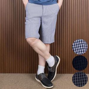 [중년의품격] 중년 남성 여름 솔디움 히든밴딩 지지미 체크 신사 반바지