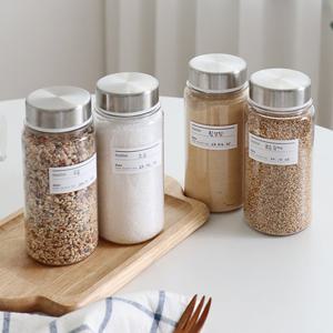 ★국내생산★[라벨증정]모던 스텐 레터링 밀폐 양념통 4P