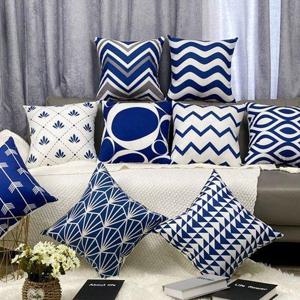 블루패턴 쇼파쿠션커버 40x40/45x45 인테리어쿠션커버 거실사각쿠션 의자등받이용 홈카페분위기 소품
