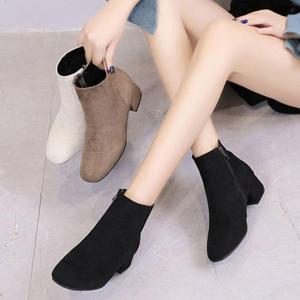 여자가을신발 기모안감 미들힐 스웨이드 앵클 부츠 둥근코 패션신발 발목부츠 HWB404C3