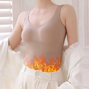 1+1 따뜻한 웜기모브라나시  캡내장 여성 나시탑 보온 발열 나시