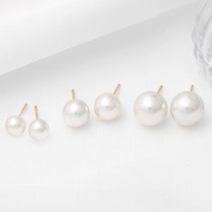 14K 골드필드 진주 데일리 스터드 귀걸이 스와로브스키 크리스탈 제작