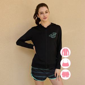 베이직엘르 여성인 후드 집업 래쉬가드 비치반바지 세트 BEL-X215K