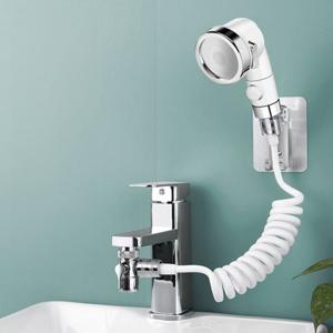 세면대 샤워건 욕실스프레이건 화장실 샤워헤드 세가지 분사모드 호스1.5M 거치대 세트 화이트 F760