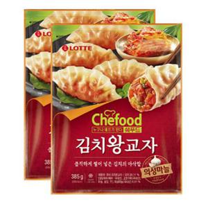 롯데 쉐푸드 의성마늘 김치왕교자 385g x2 2개