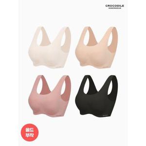 [크로커다일 이너웨어]라이크라 쉘론 데일리 몰드부착 U넥 감탄브라 3+1 CDWBR5O01020304