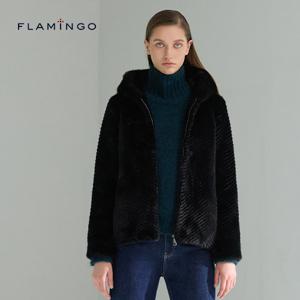 [후라밍고] 25FW VEGAN FAUX 밍크 후드 하프코트 1종