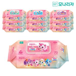 [모나리자] 새콤달콤 캐치 티니핑 도톰한 유아용 캡형 물티슈 (70매x10팩)