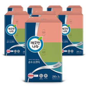 깨끗한나라 순수 소프티 미용티슈 280매 3입 8팩