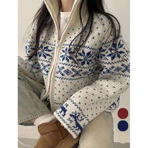 [위시드]캐쥬얼 노르딕 패턴 투웨이 집업 니트 가디건 (WIBDCD019)