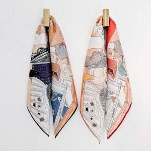 [애슬릿] 서재 실크 여성 사각 미니 쁘띠 스카프 손수건