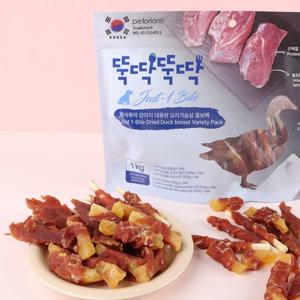 [유통기한 26.04.27] 펫토리아 뚝딱뚝딱 강아지간식 대용량 오리 콤보 1kg