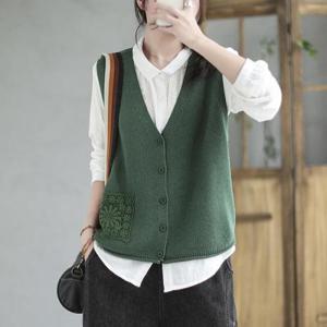 [프리티 글라라]여성 단추 조끼 v넥 니트 베스트 간절기 뜨개 vs-36 (15948333)