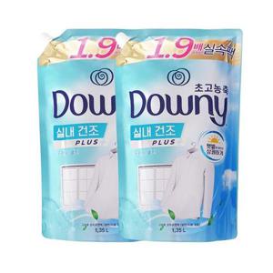 [다우니]다우니 실내건조 초고농축 섬유유연제 프레시 클린 리필 1.35L x2