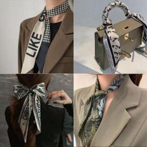 [에이치플러스몰]손수건마니아 타이 쁘띠 스카프 하는법 리본 헤어끈 가방 머플러 끈 패턴 미니 연출 방..