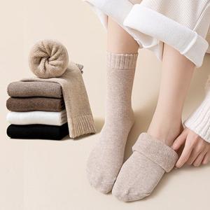 [5켤레세트] 도톰한 솔리드 통파일 방한 쿠션 양말
