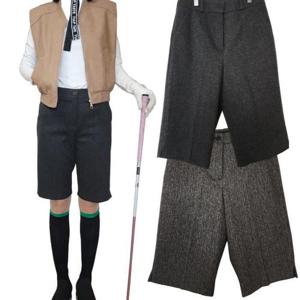 [원온골프] 헤링본5부반바지 여자겨울 모직 여성