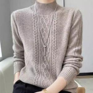 여성니트목폴라 여자 꽈배기 반목 니트 스웨터 1P 폴라 티셔츠 겨울