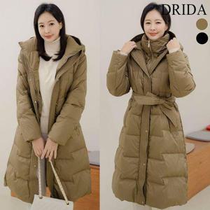 [드리다]여성 겨울 경량 오리털 덕다운 후드 롱 패딩 점퍼 40-50대 미시 중년여성 엄마옷 출근 모임 선물
